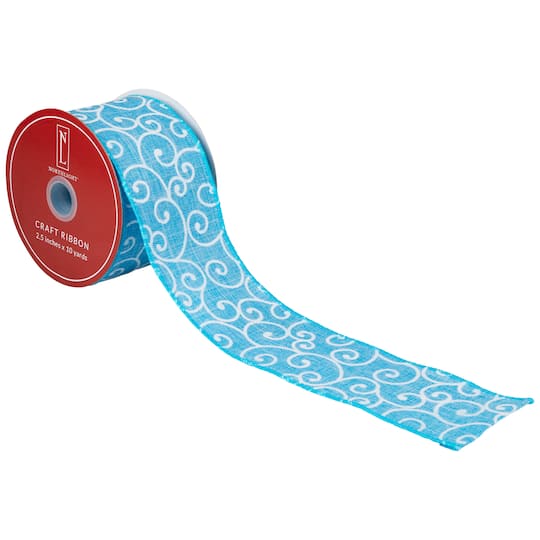 2.5" x 10yd. Swirl Spring Craft Wired Ribbon By Northlight in Blue | Michaels®